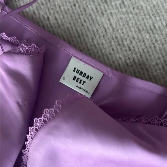 Purple aritzia lilac Satin Slip Dress - Picture 4 of 5